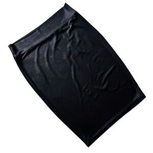 Mimi Chica Sexy Black Midi Bodycon Pencil Skirt Size M Sleek Leather Look